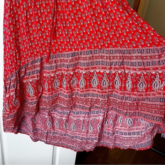 Spell Dress Gypsiana Hi-Low Maxi Tassels Floral Asymmetric Red Bandana S FLAW - Picture 5 of 15